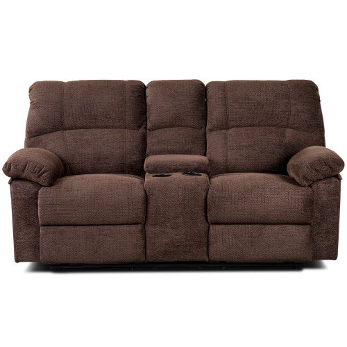 Gyrohomestore Modern Luxurious Chenille Recliner Cocoa Love Sofa with Console
