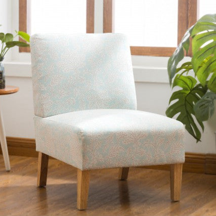 Gyrohomestore Classical Blue Flower Accent Armless Chair Living Room with Natural Color Wood Legs