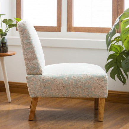 Gyrohomestore Classical Blue Flower Accent Armless Chair Living Room with Natural Color Wood Legs