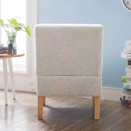 Gyrohomestore Classical Blue Flower Accent Armless Chair Living Room with Natural Color Wood Legs