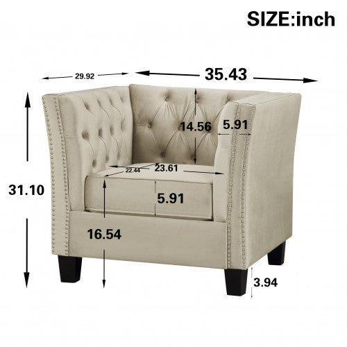Gyrohomestore Tufted Classical Arm Chair with Thick Back