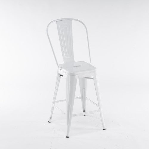 Gyrohomestore High White Metal Dining Room Chair