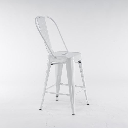 Gyrohomestore High White Metal Dining Room Chair