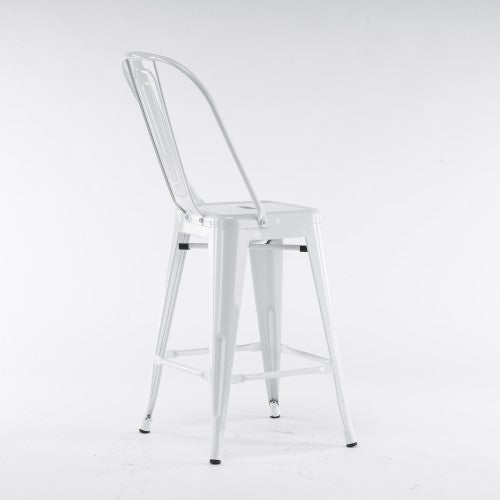 Gyrohomestore High White Metal Dining Room Chair