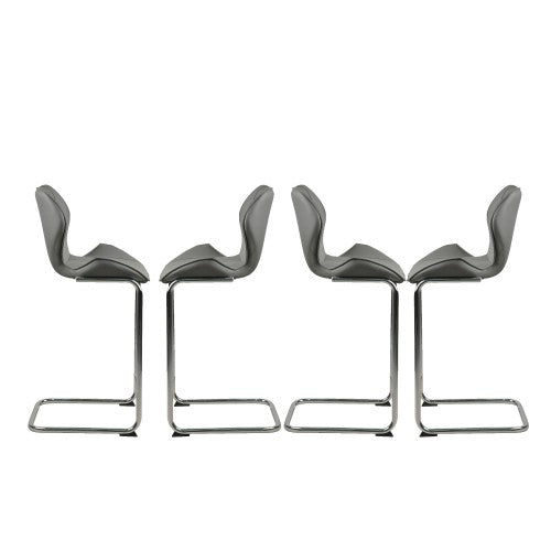 Gyrohomestore Leather Dining Chairs for Dining and Kitchen barstool with metal legs set of 4 (Grey)