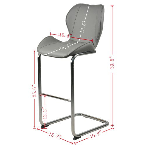 Gyrohomestore Leather Dining Chairs for Dining and Kitchen barstool with metal legs set of 4 (Grey)