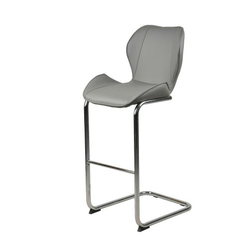 Gyrohomestore Leather Dining Chairs for Dining and Kitchen barstool with metal legs set of 4 (Grey)