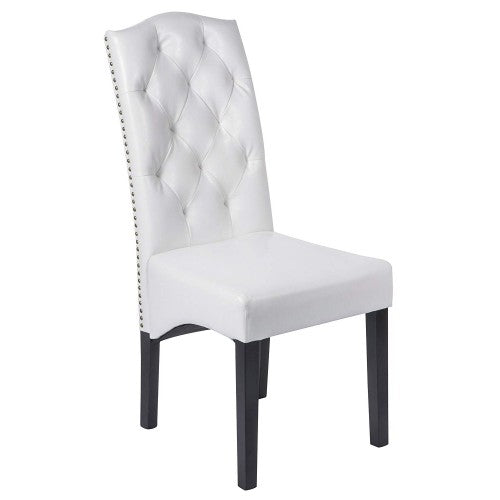 Gyrohomestore White PU Dining Room Chairs with Solid Wood Legs