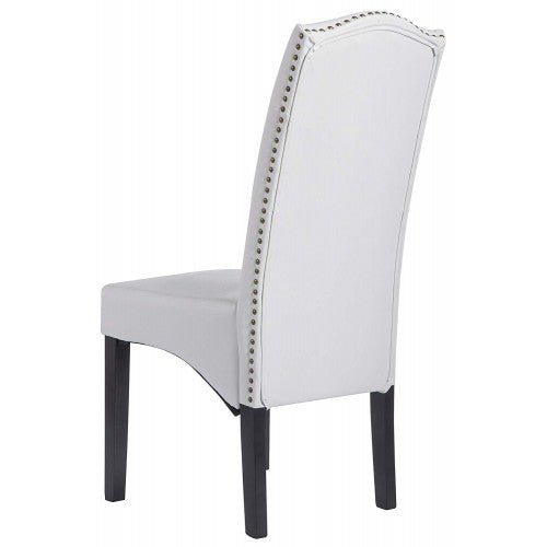 Gyrohomestore White PU Dining Room Chairs with Solid Wood Legs