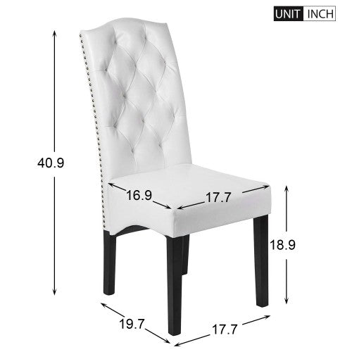 Gyrohomestore White PU Dining Room Chairs with Solid Wood Legs