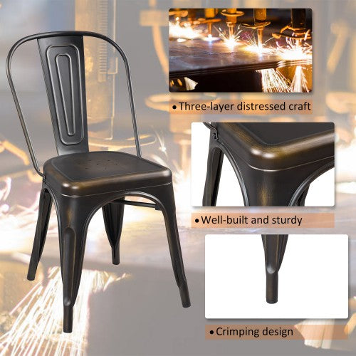 Gyrohomestore Metal Slat Back Dining Room Chair
