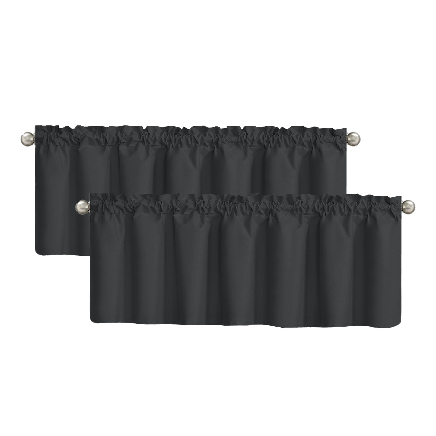 Blackout Window Valance Rod Pocket Curtains, Window Treatment 2 Panels, 39x20 inches