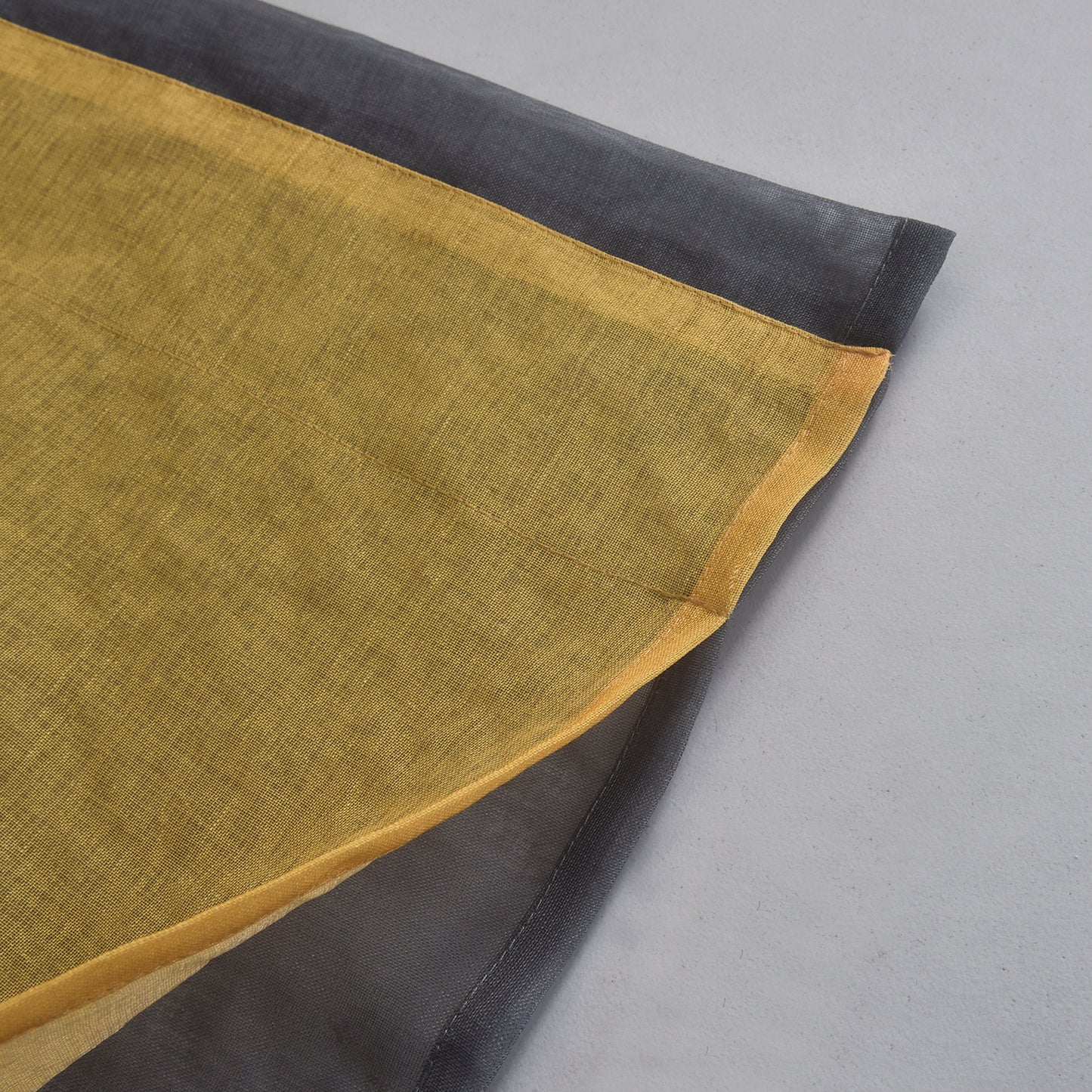 Yellow and Grey Colorblock Sheer Curtain Valance, Single Panel for Kitchen or Bedroom
