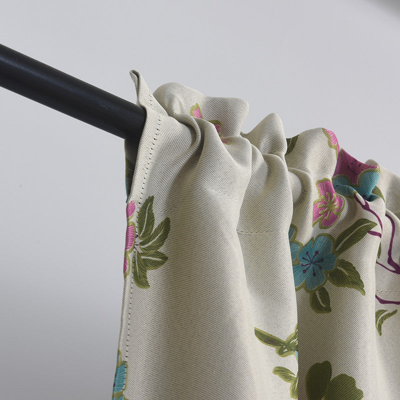 2 Panels Bird Flower Rod Pocket Curtains, Sunlight Filtering Polyester Drapes for Living Room Bedroom Patio Door