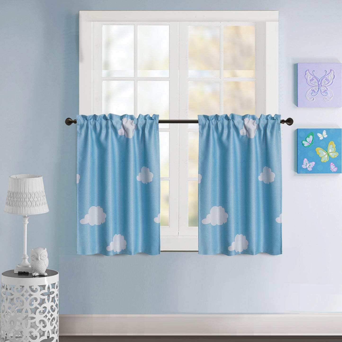 Cloud Room Darkening Curtains for Bedroom, Living Room, Window Curtain Rod Pocket Drapes