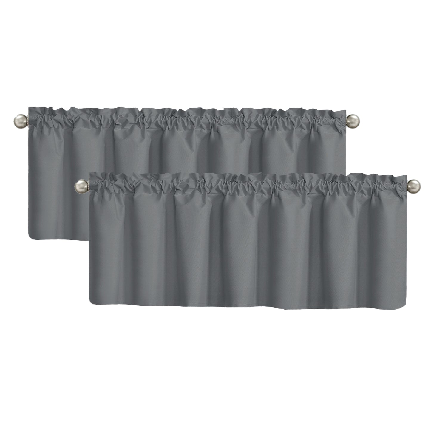 Blackout Window Valance Rod Pocket Curtains, Window Treatment 2 Panels, 39x20 inches