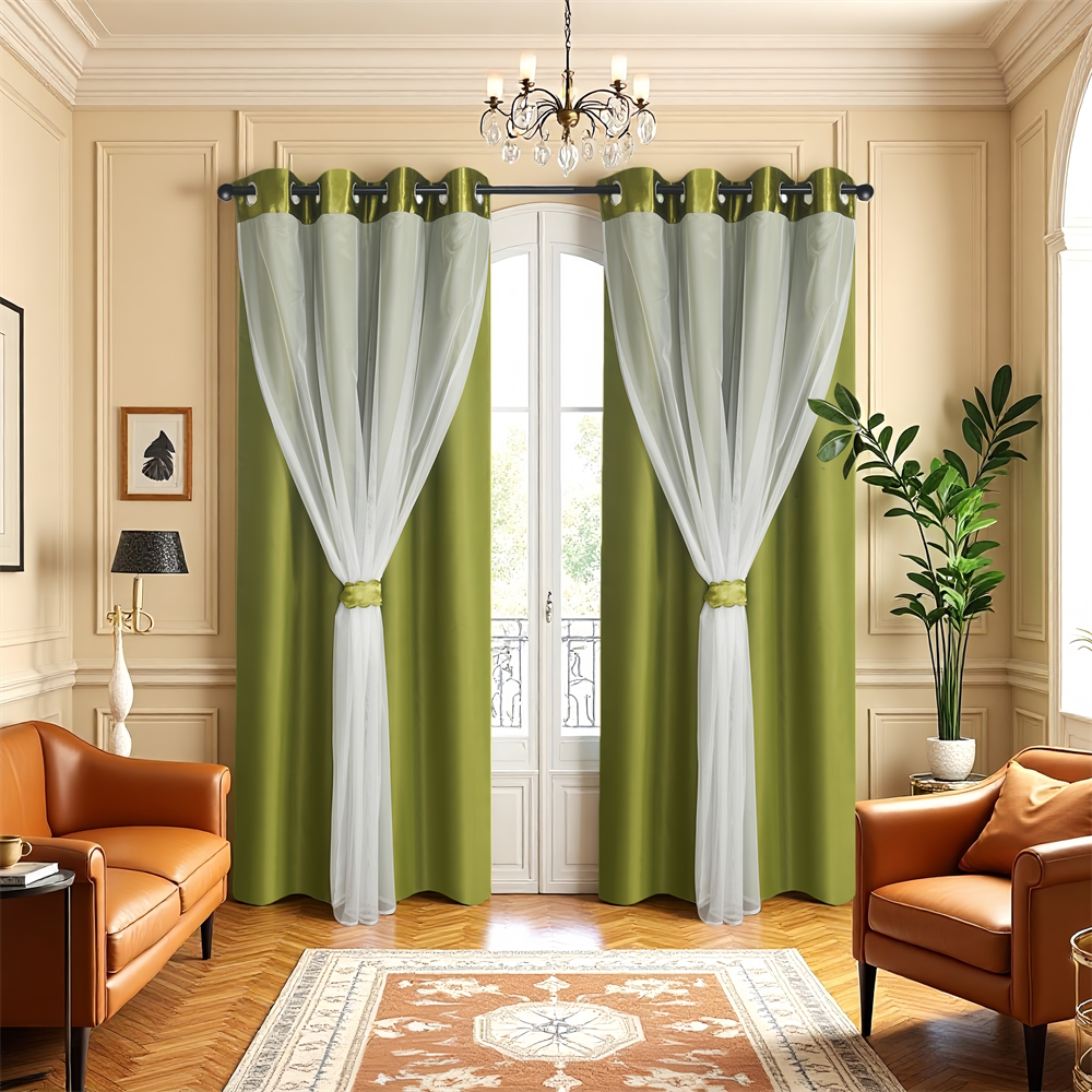 All-in-One Dual-Layer Curtain Set: Blackout, Thermal & Easy-Install Grommet Top for Living Room & Bedroom