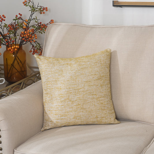 Textured Faux Linen Pillow Covers, Set of 2 - 16x16 Inch Plush Brown Solid Cushion Covers for Sofa & Living Room