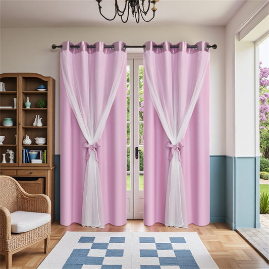 All-in-One Dual-Layer Curtain Set: Blackout, Thermal & Easy-Install Grommet Top for Living Room & Bedroom