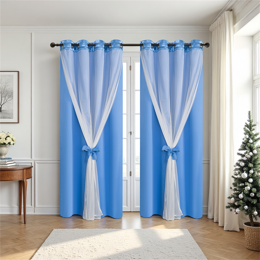 All-in-One Dual-Layer Curtain Set: Blackout, Thermal & Easy-Install Grommet Top for Living Room & Bedroom