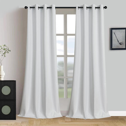 Blackout Curtains 2 Panel Set Thermal Insulated Textured Drapes with Grommet Top，Suitable for bedroom, living room