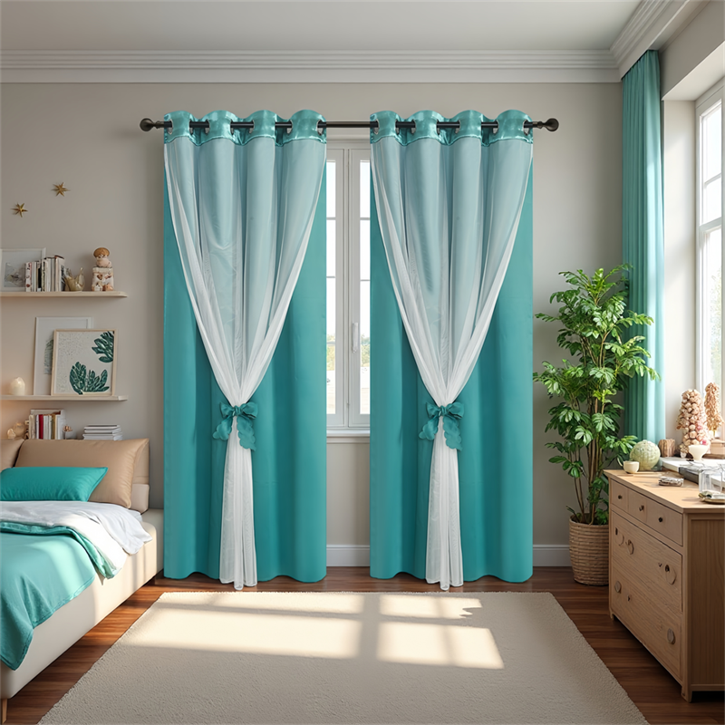 All-in-One Dual-Layer Curtain Set: Blackout, Thermal & Easy-Install Grommet Top for Living Room & Bedroom