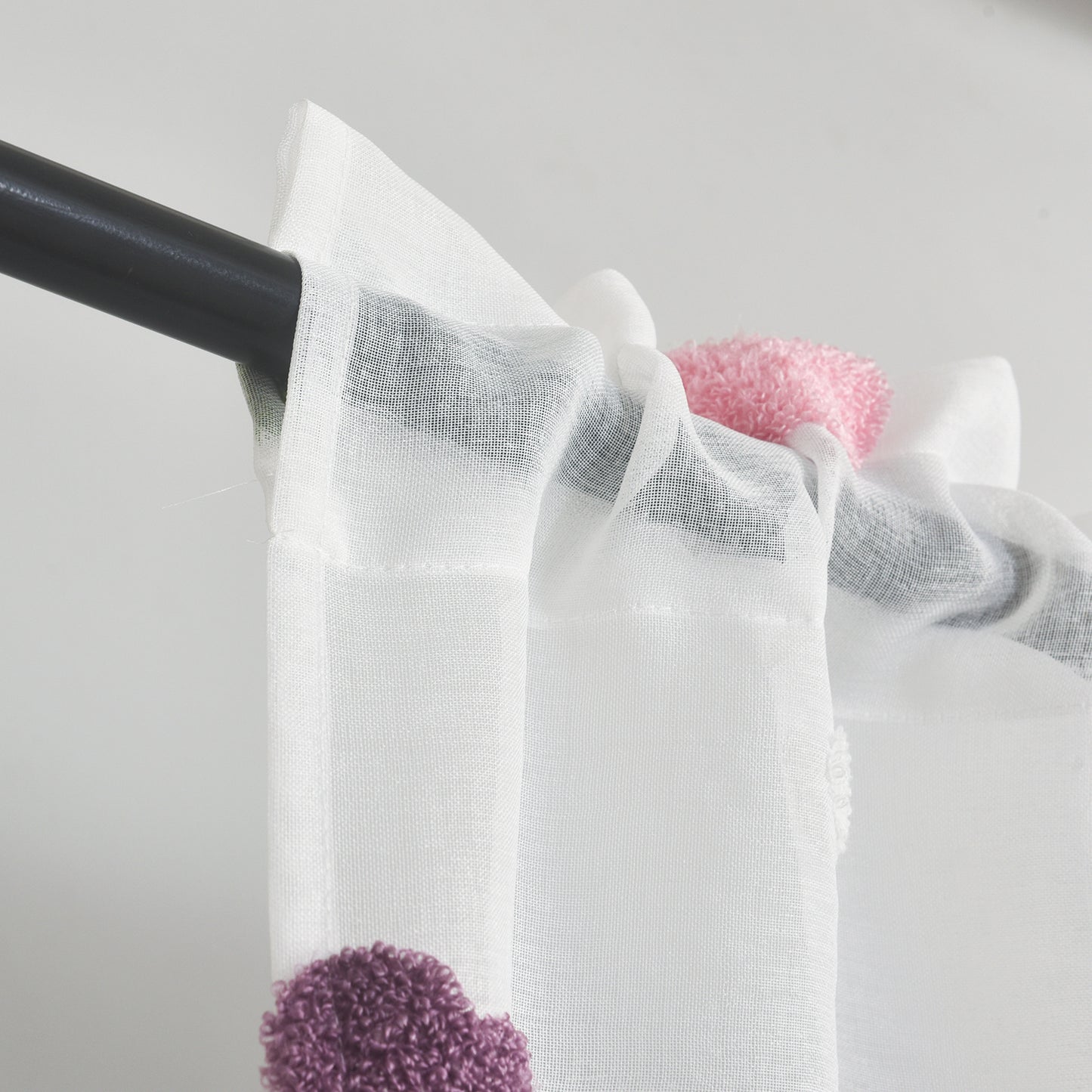 3D Love Embroidery Sheer Curtains Light Filtering Drapes, Rod Pocket Panels for bedroom, living room and kitchen