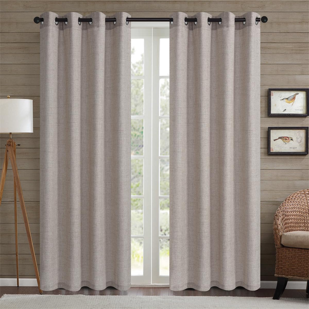 Sheer Curtains 2 Panel Set Khaki Light Filtering Drapes with Grommet Top for Living Room Bedroom