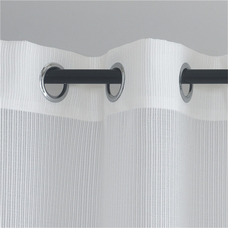 2 Panels White Stripe Sheer Curtains, Sunlight Filtering Protect Privacy for Living Room Bedroom Patio Door