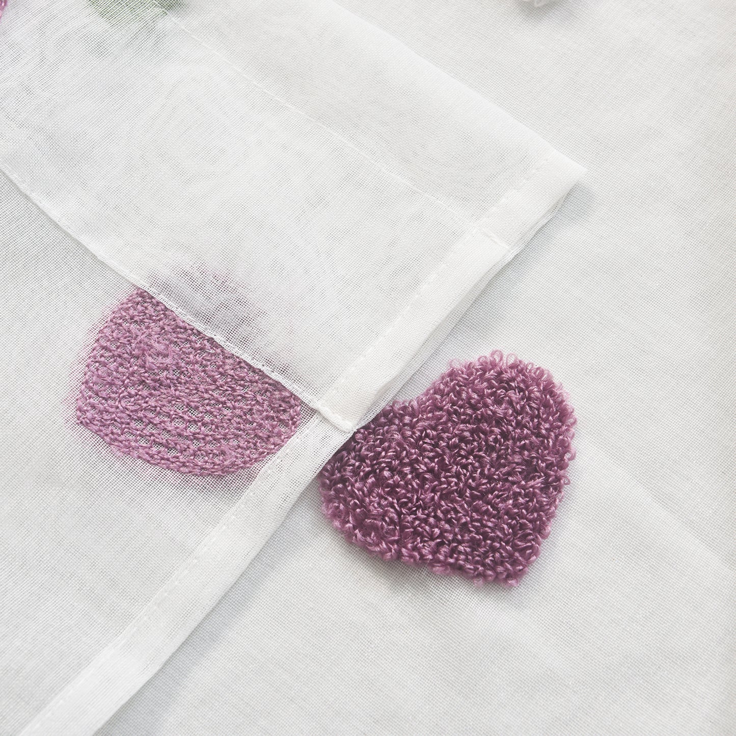 3D Love Embroidery Sheer Curtains Light Filtering Drapes, Rod Pocket Panels for bedroom, living room and kitchen