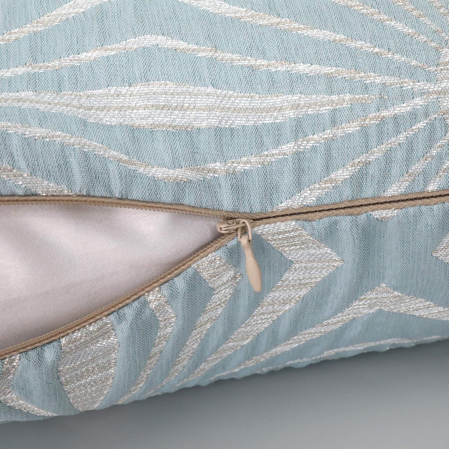 2 Pack Decorative Throw Pillows with Geometric Jacquard Pattern, 18x18 Inches