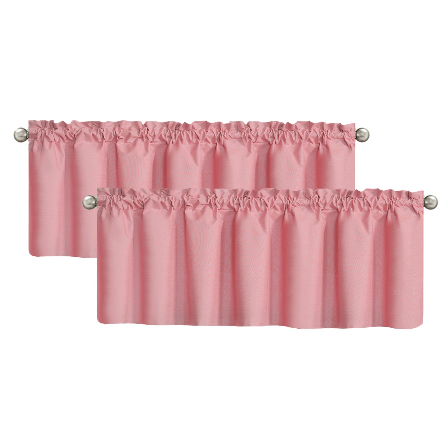 Blackout Window Valance Rod Pocket Curtains, Window Treatment 2 Panels, 39x20 inches