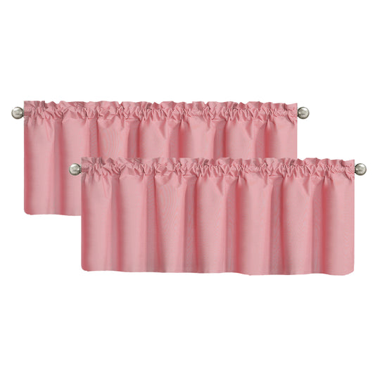 Blackout Window Valance Rod Pocket Curtains, Window Treatment 2 Panels, 39x20 inches