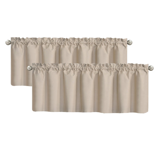 Blackout Window Valance Rod Pocket Curtains, Window Treatment 2 Panels, 39x20 inches
