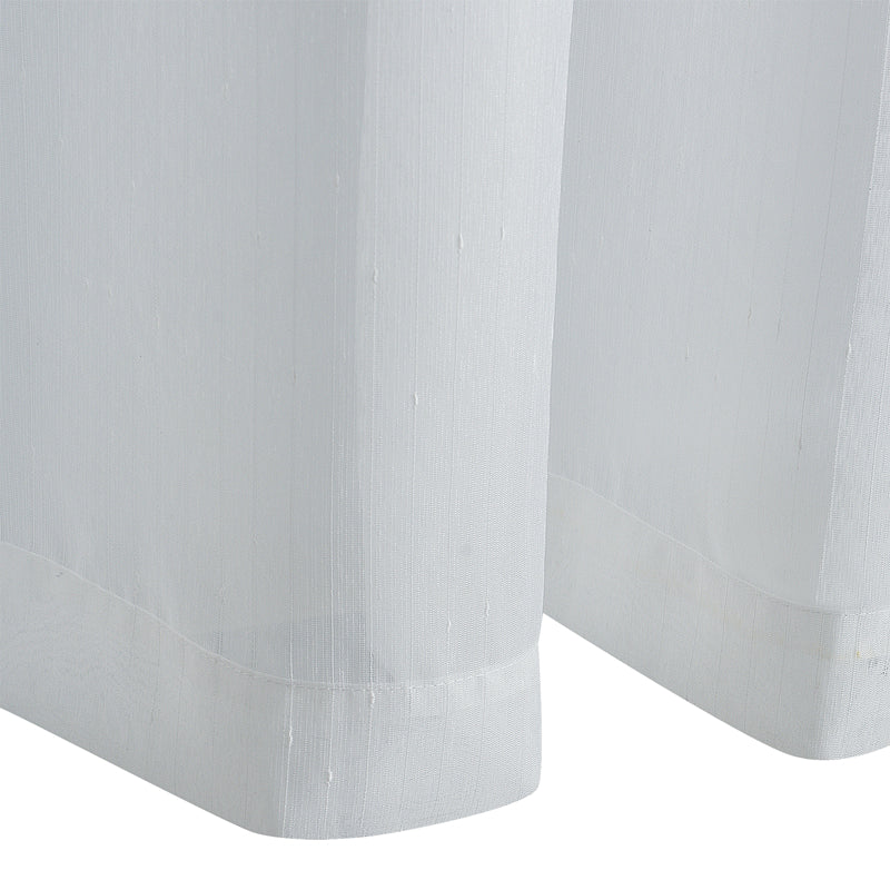 2 Panels White Dot and Stripe Sheer Curtains for Bedroom, Sunlight Filtering Rod pocket Drapes