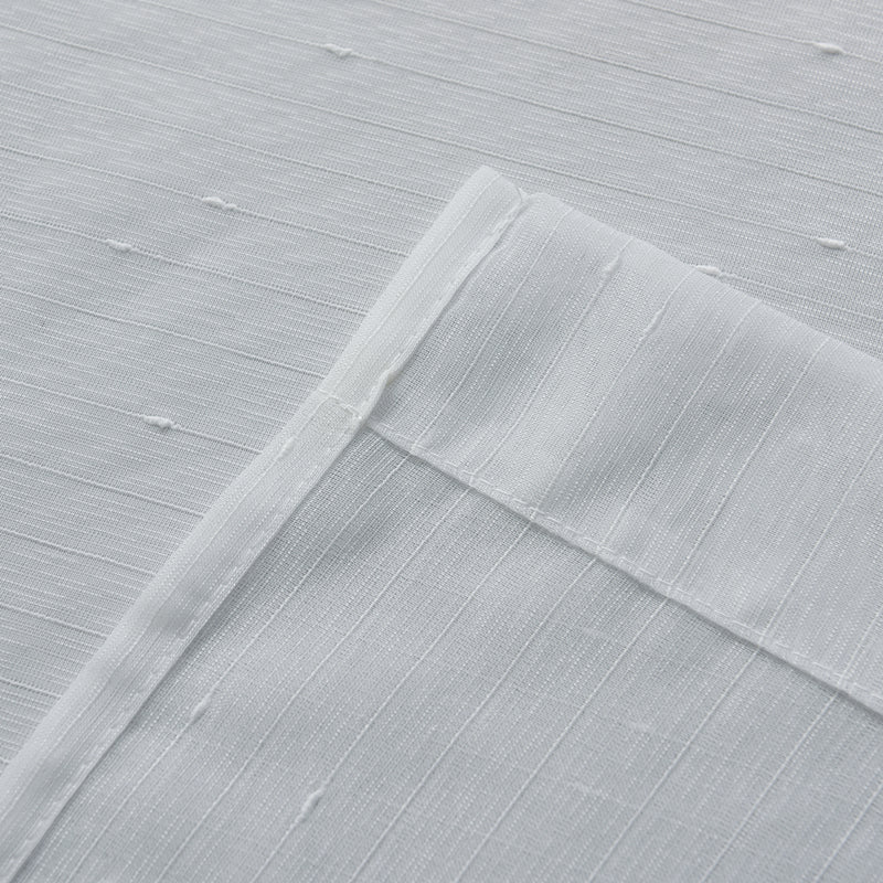 2 Panels White Dot and Stripe Sheer Curtains for Bedroom, Sunlight Filtering Rod pocket Drapes