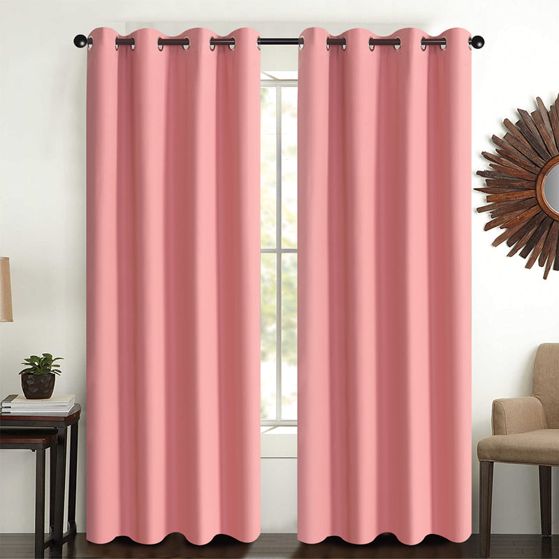 2 panels blackout curtains, solid color grommet top window treatment drapes for Bedroom