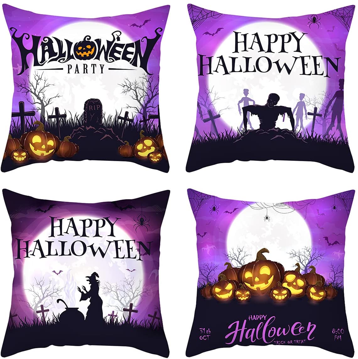 Holiday Decorations Pillow Covers Set of 4 for Sofa Couch Bed