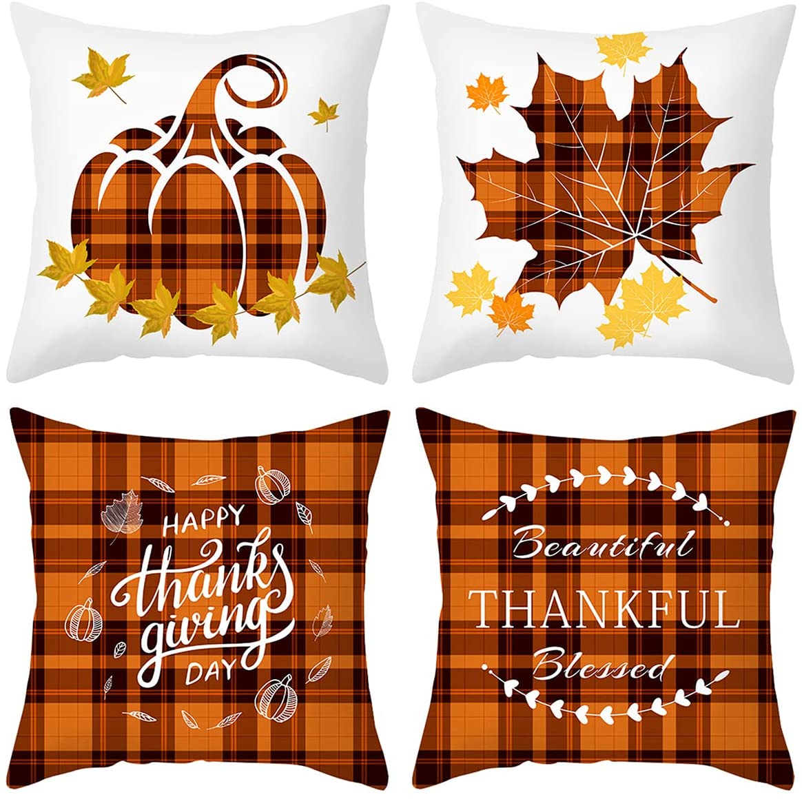 Holiday Decorations Pillow Covers Set of 4 for Sofa Couch Bed