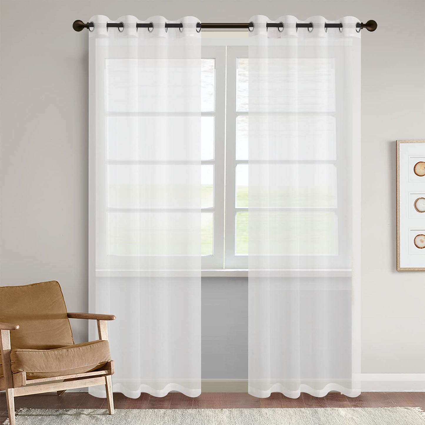 Semi Sheer Solid Voile Curtain for Living Room Bedroom Patio Door,Sunlight Filtering Protect Privacy