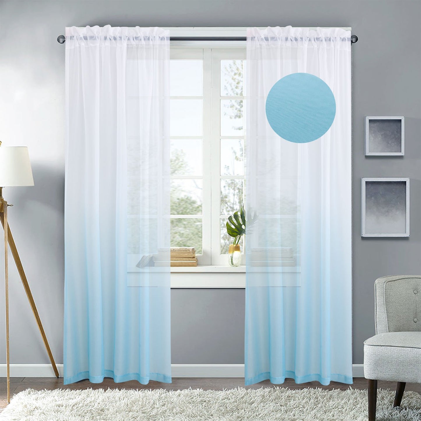 Gyrohomestore Gradient Sheer Pod Pocket Curtain Panels