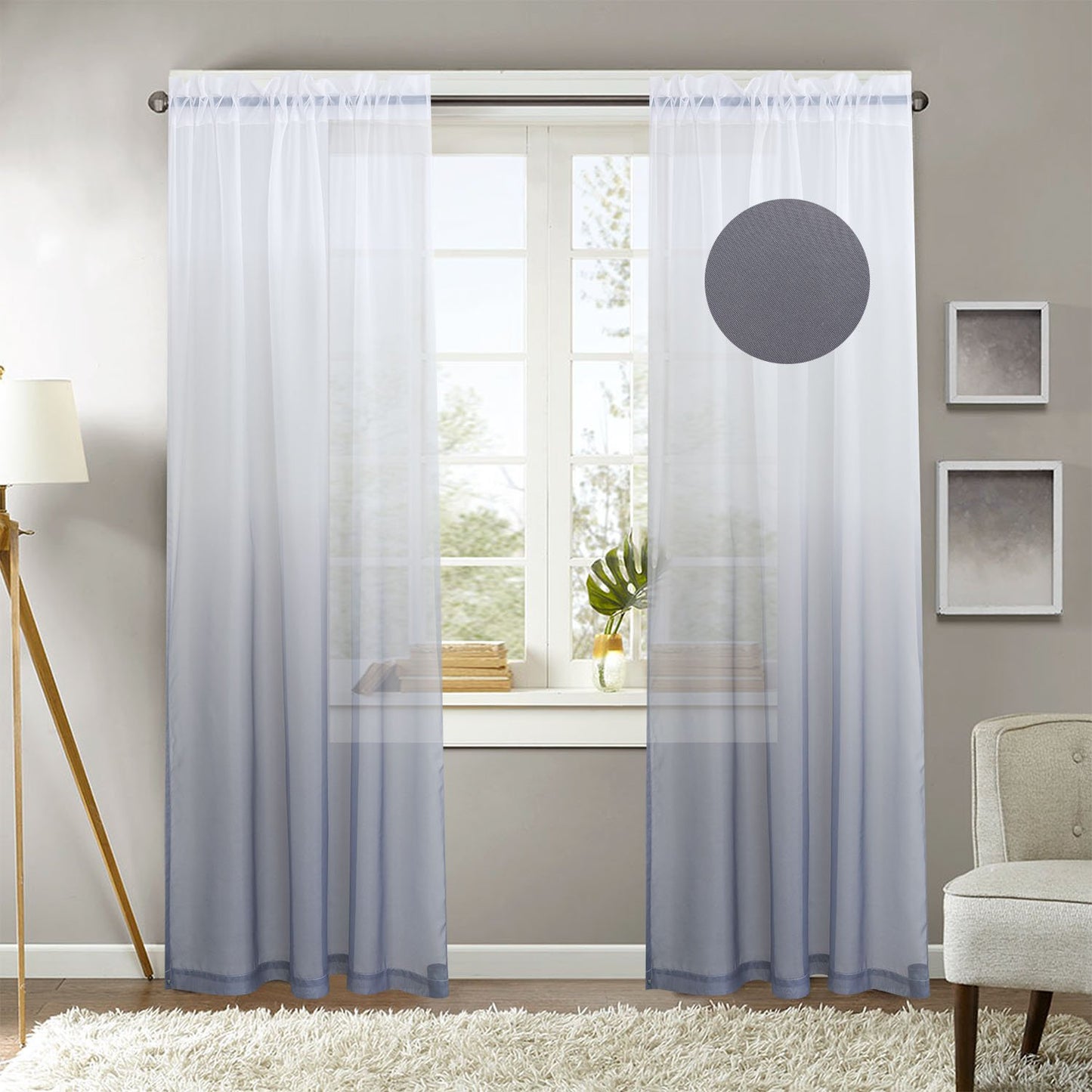 Gyrohomestore Gradient Sheer Pod Pocket Curtain Panels