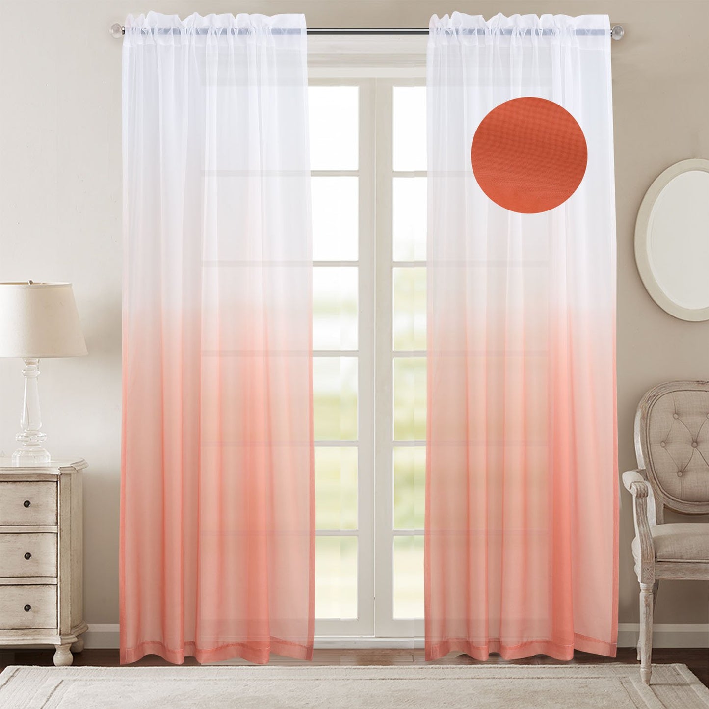 Gyrohomestore Gradient Sheer Pod Pocket Curtain Panels