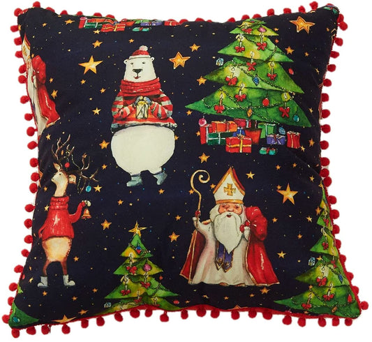 Christmas Pillow Covers with Pom Poms Soft Particles Short Velvet