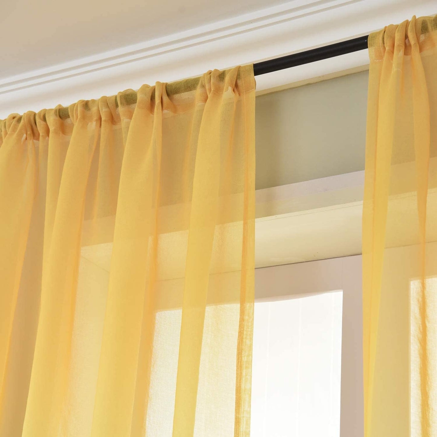 Sheer Curtain Linen Textured Voile Drapes with Fantastic Gradient Color,pack of 1