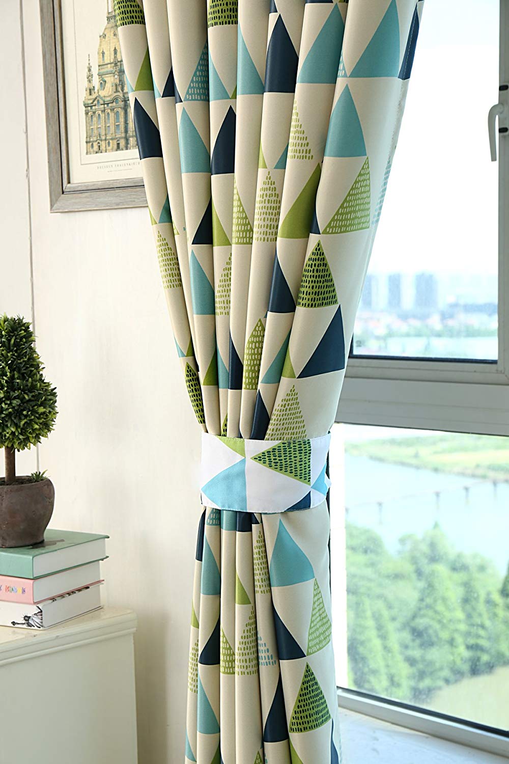 Gyrohomestore Geometric Room Darkening Grommet  Blackout Curtain Panels