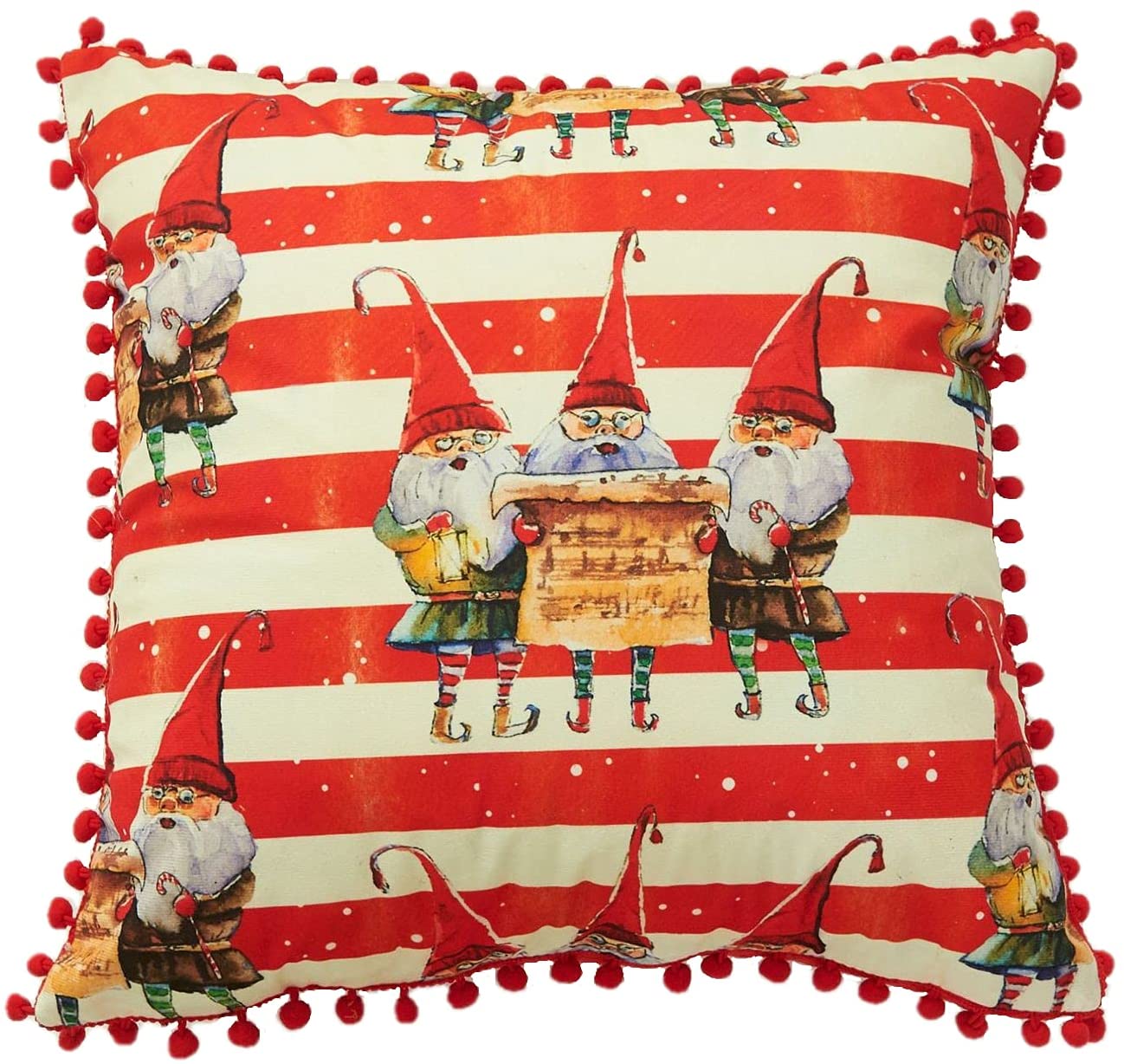 Christmas Pillow Covers with Pom Poms Soft Particles Short Velvet