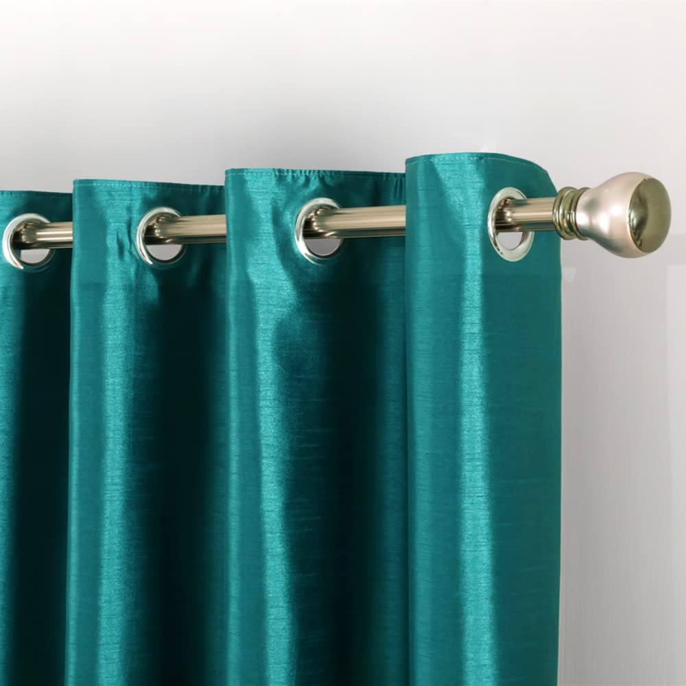 Teal Faux Silk Blackout Curtains,Fully Lined Solid Color Window Treatment Drapes