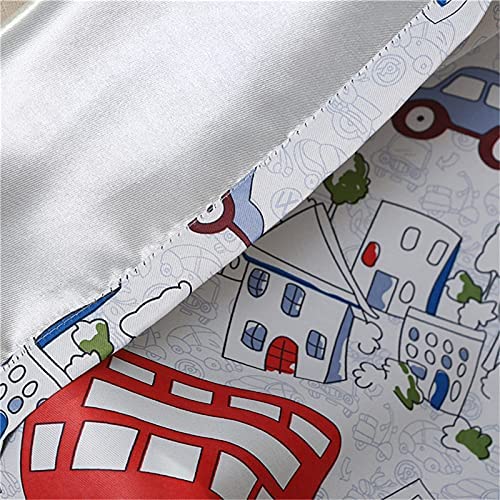 Cartoon Car and Bus Room Darkening Curtain Grommet Top Thermal Insulated Kids Curtains-2 Panels