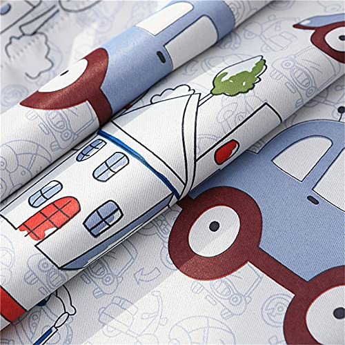 Cartoon Car and Bus Room Darkening Curtain Grommet Top Thermal Insulated Kids Curtains-2 Panels